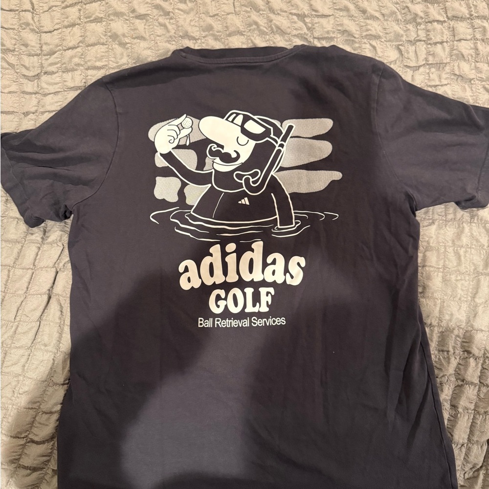 adidas Black Tee with Cream Graphic and Text